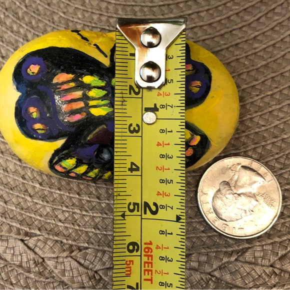 BUTTERFLY TOUCH OF SPRING HAND PAINTED ROCK - Picture 3 of 7